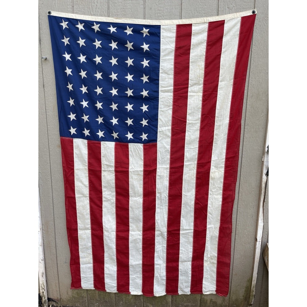 Vintage 48 Star American Flag 4x6 Lexington Fast Colors WWII Era Sewn Stripes